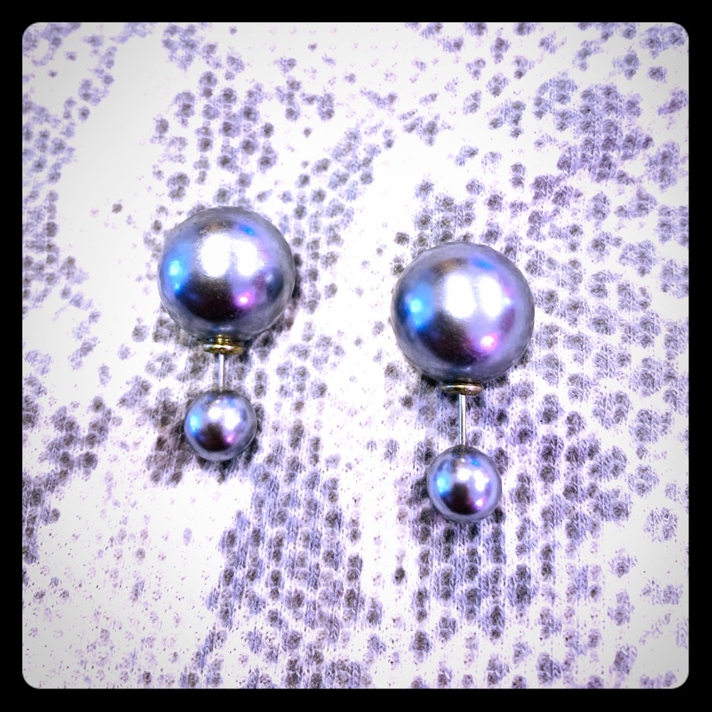 Double sided faux Tahitian pear earrings